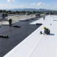 Copertura piana industriale con guaina bituminosa e manto sintetico impermeabilizzante